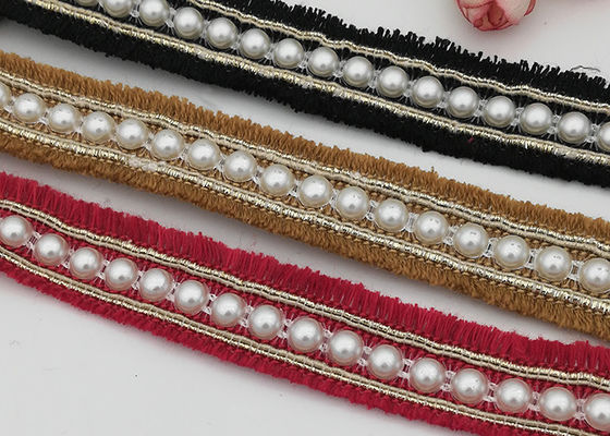Chine Les bandes élastiques décoratives perlées rouges/jaune/noir pour des filles chaussent la décoration fournisseur